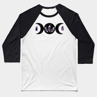 Triple Moon Goddess Crystal Baseball T-Shirt